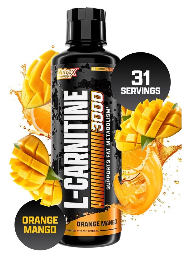 نورتكس ريسيرش نوتريكس ريزيرش كارنيتين سائل 3000 | كارنيتين سائل ممتاز، دعم لفقدان الدهون | برتقال مانجو | 465 مل - Image 1